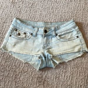 Mossimo Co Booty Shorts Denium White Faded Wash Distressed Size 3